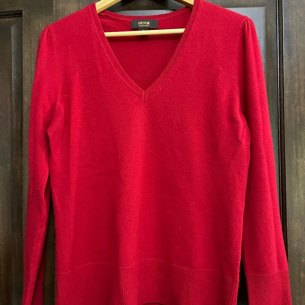 Red l/s Cashmere Sweater Sz L